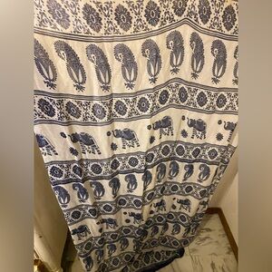 Blue and White Elephant Print Tapestry/ Scarf